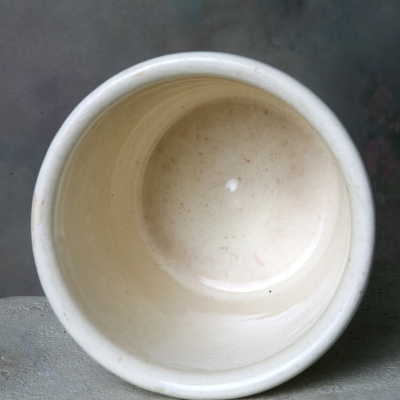 Antique Crock Cream w/Maroon Stripe Crackle Glaze Utensil Holder Plant Holder - Picture 4 of 5